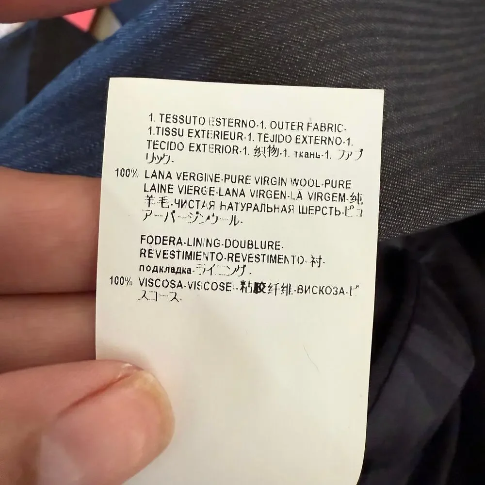 Versace Collection Sport Coat Blazer 100% Wool Dark Gray Light Pinstripe Size 50